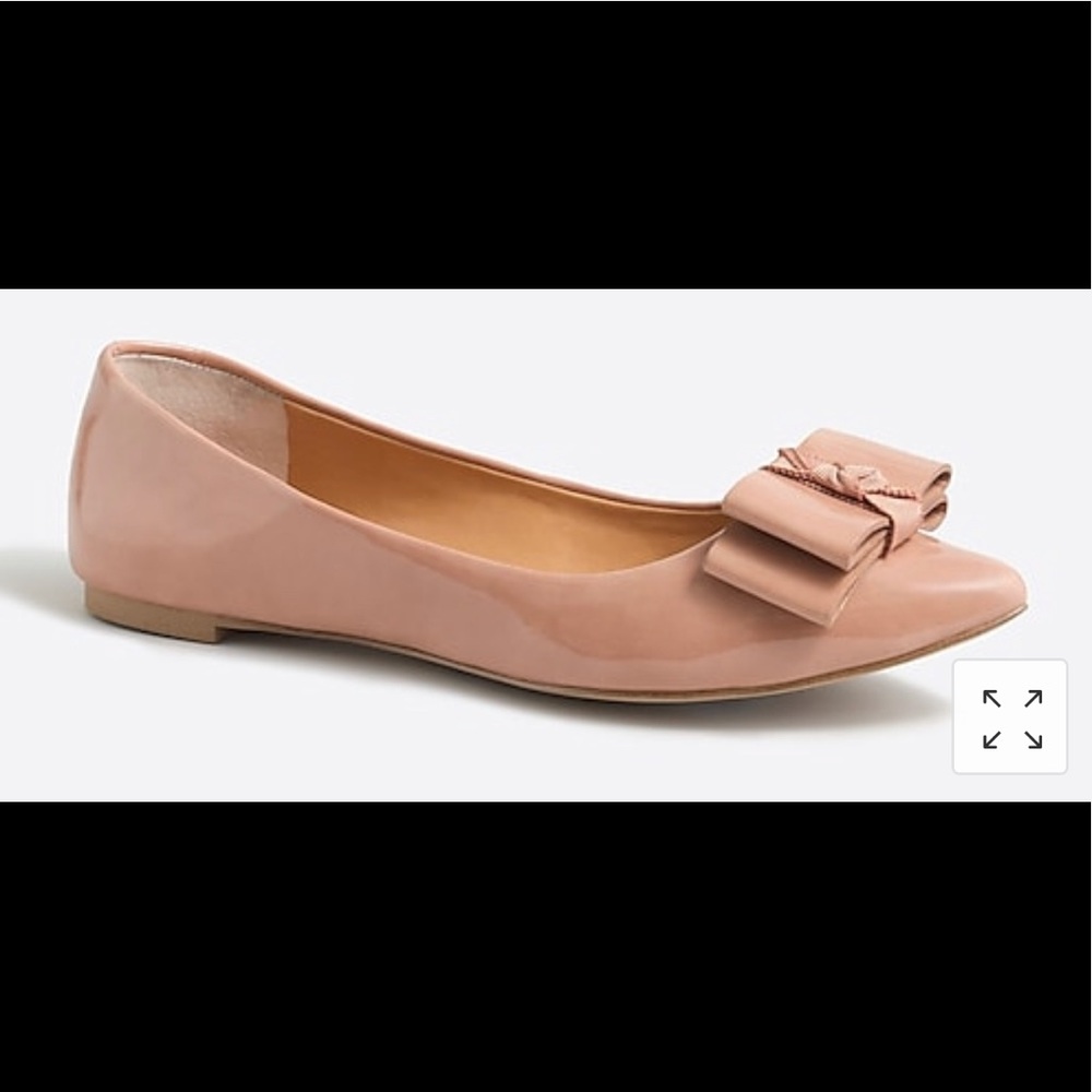 J. Crew Emery bow flats nude patent
